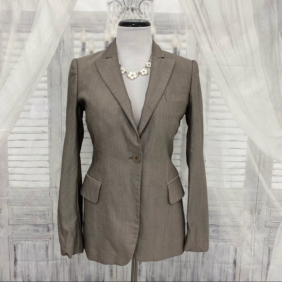 Stella McCartney Size 40 Brown Wool Cotton Single Button Notch Collar Business - Picture 1 of 14